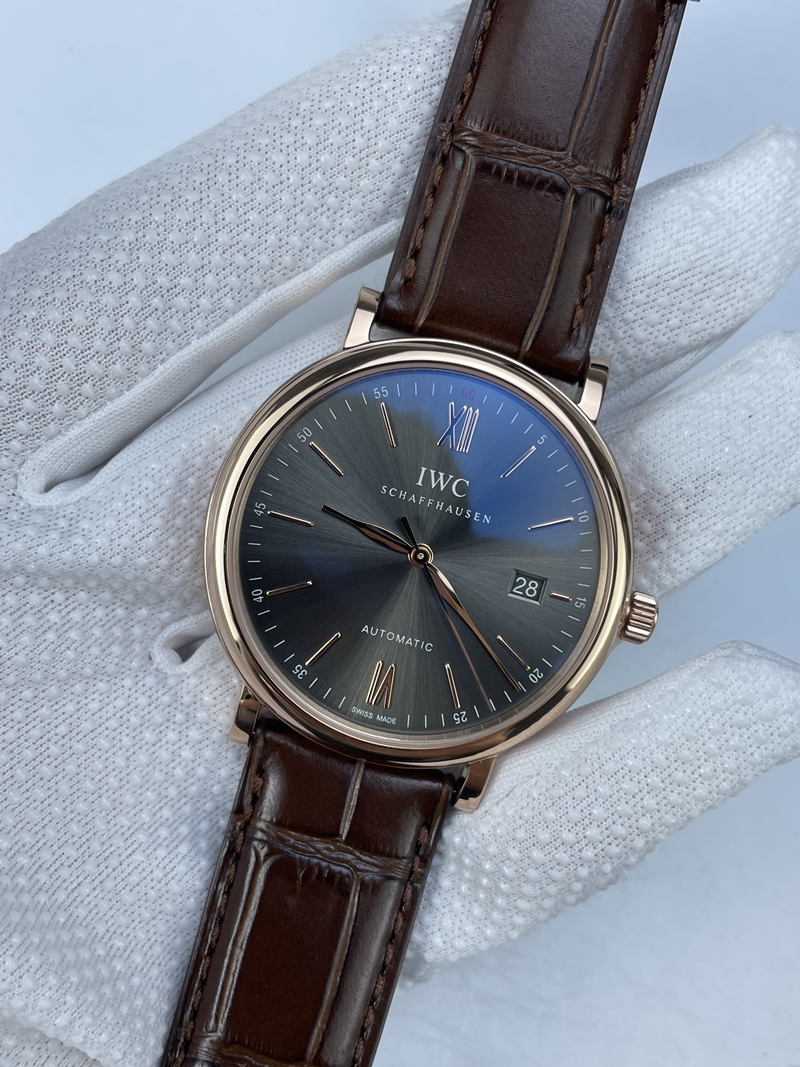 (준비완료/특급배송)NO.2548/V7공장 포르토피노 로즈골드 그레이다이얼 150주년 악어스트랩