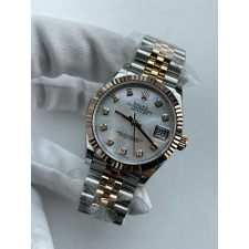 (준비완료/특급배송)NO.3696/롤렉스 데이저스트 31mm 여성용 시계 로즈골드 콤비 자개다이얼 플루티드 베젤 쥬빌레 밴드 (QP공장)